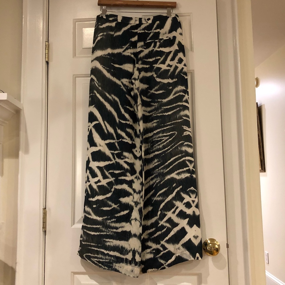 Haute Hippie green and White Wide Leg Bootcut Pants